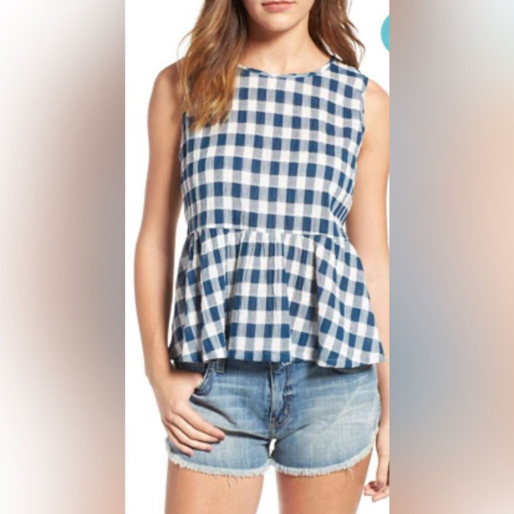 CURRENT/ELLIOT Gingham Peplum Tank size 2